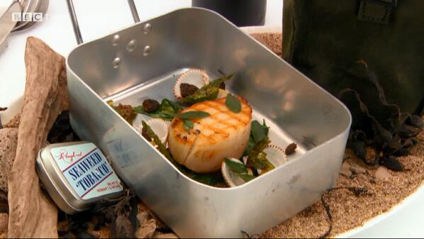 "So many lovely flavours I'm happy as Larry" says <a href="/oliverpeyton/">oliver peyton</a> of <a href="/KinghamPlough/">Kingham Plough</a> dish #greatbritishmenu