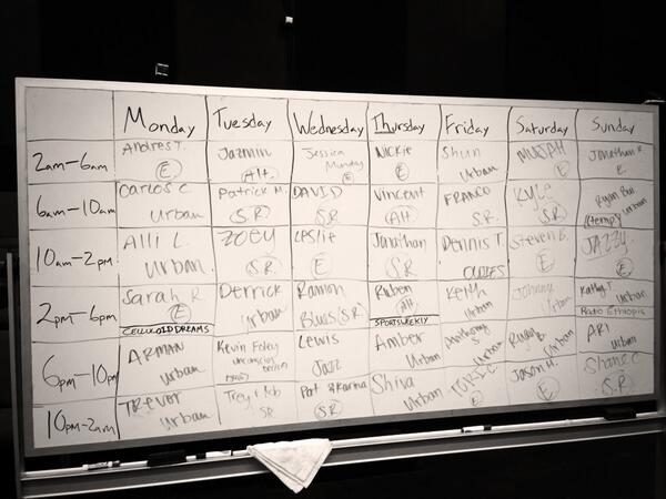 CaptainPatsy's tweet photo. Here's the new ksjs schedule. Got to keep my time. Stoked! http://t.co/C9RbqpLORE