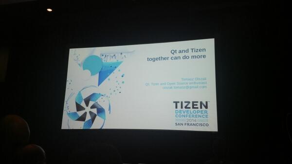 leonanavi's tweet image. @tolszak is taking about @QtForTizen right now at #tdcsf14 :)