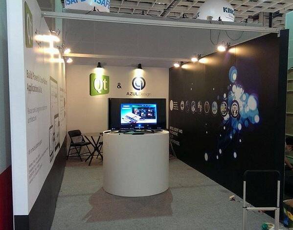 QtbyDigia's tweet image. #Qt &amp;amp; Azul Design booth at #Computex #Taipei taking shape on the eve of the show, come &amp;amp; say hi - K0222, Nangang Hall