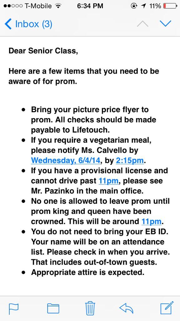 EBHSClassof2014's tweet photo. FOR SENIORS ATTENDING PROM http://t.co/mid3ruV36q