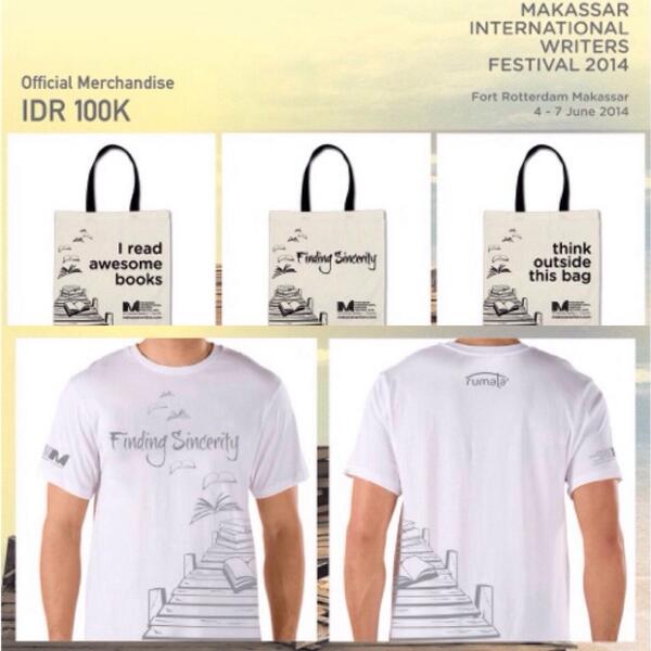 Ralat harga nya ya... Official Merchandise #miwf2014 
Tas Rp100.000 
Tshirt Rp150.000 white