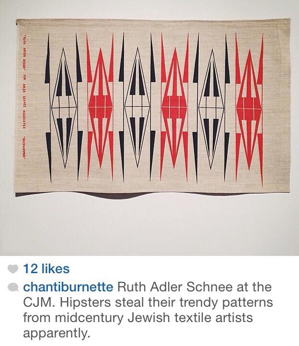 Jewseum's tweet image. HAH. Astute analysis of a 1950s textile. #DesigningHome