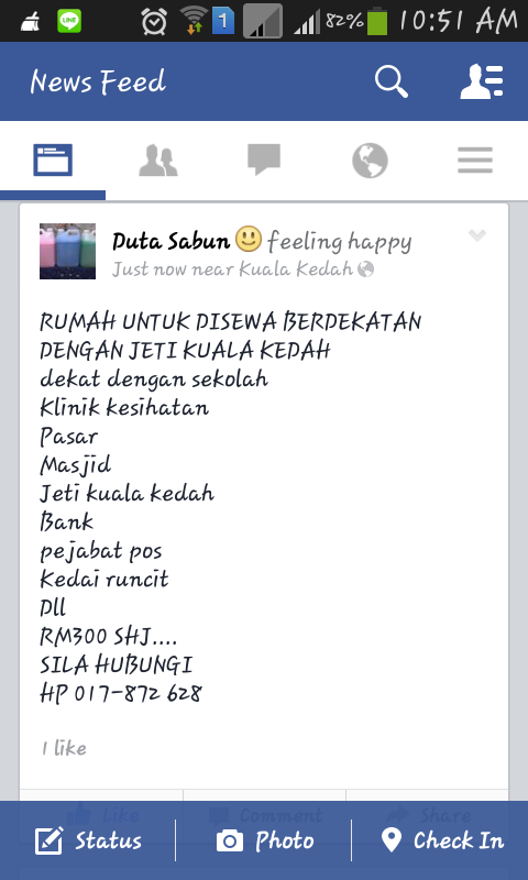 dutasabun's tweet photo. Rumah untuk disewa di kuala kedah
Berminat hp 017-872 6285 http://t.co/Jpn6LU3Xpz
