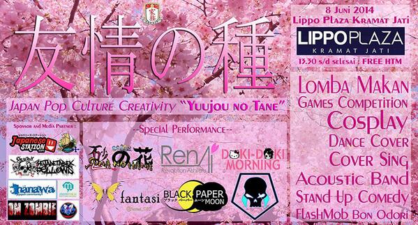 JapaneseStation's tweet photo. [EVENT] Japan Pop Culture Creativity - Yuujou No Tane | 8 Juni 13:30 WIB | Floor Lippo Plaza KramatJati @KopajaFamily http://t.co/42aKY0Tlhg