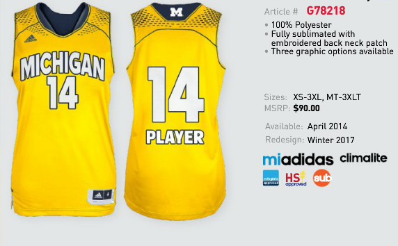 wolverine basketball jersey