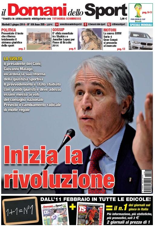 Malagò incardina la sua riforma della giustizia sportiva...bit.ly/1ouUgZN