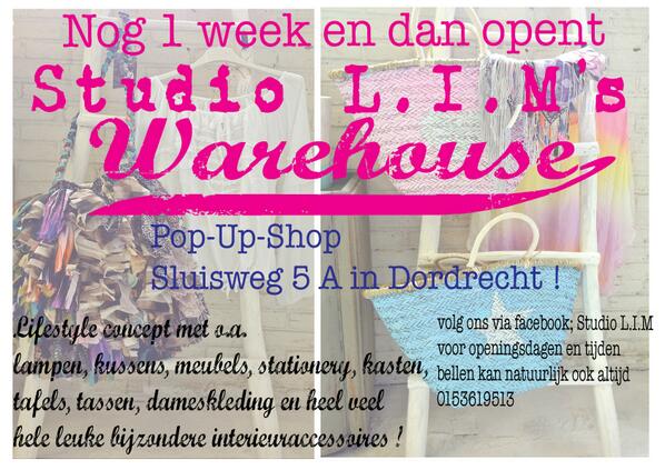StudioLIM's tweet image. Woensdag 11 juni gaat onze pop-up shop In Dordrecht open !
Studio L.I.M 's Warehouse !