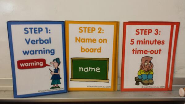 msjennay's tweet photo. great visuals for warnings and time out cards #acuedu_452 http://t.co/X3wCiy31mZ