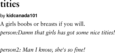 Urban Dictionary on X: @jawskishark tities: A girls boobs or