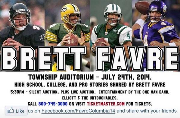Sunshine_Jonez's tweet image. @FlyGrayStreak MT @BullWard: Brett Favre coming to #columbiasc July 24th #packerbackers #packers #vikings #falcons