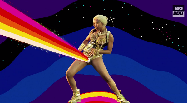 NoiseyMusic's tweet photo. .@Teddybearsrocks' "Sunshine" Features a Woman Shooting Colorful Lasers Out of Her Crotch http://t.co/lOSva5CFx2 http://t.co/GtTcifvWJz