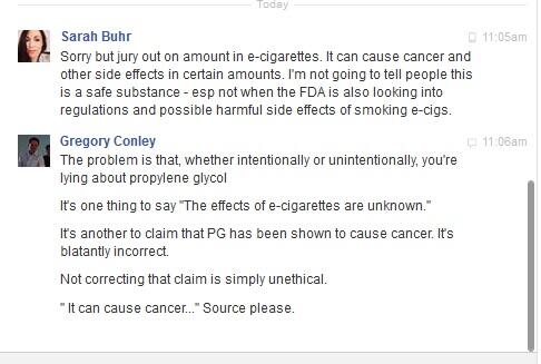 Lazy and unethical <a href="/techcrunch/">TechCrunch</a> and <a href="/sarahbuhr/">Sarah Buhr Davis</a> won't correct false claim that PG causes cancer? #ecigs