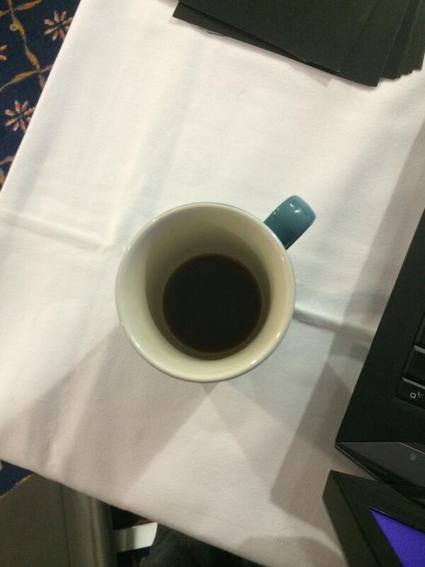 ViewtifulGaz's tweet photo. The blackest of coffees, courtesy of @erinmichno  
#goNORTH2014 http://t.co/TIwRmQ6G09