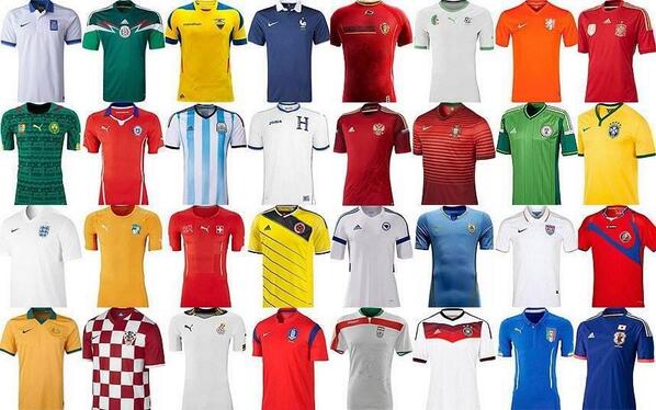 Katera od 32-ih reprezentanc bo najlepša na #sp2014 ? Mogoče Nemci ali Portugalci? #dresi