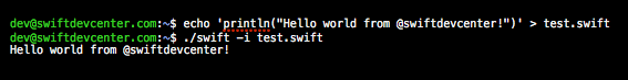 swiftdevcenter's tweet image. You can actually run #Swift code on the fly, like a script, with swift compiler!