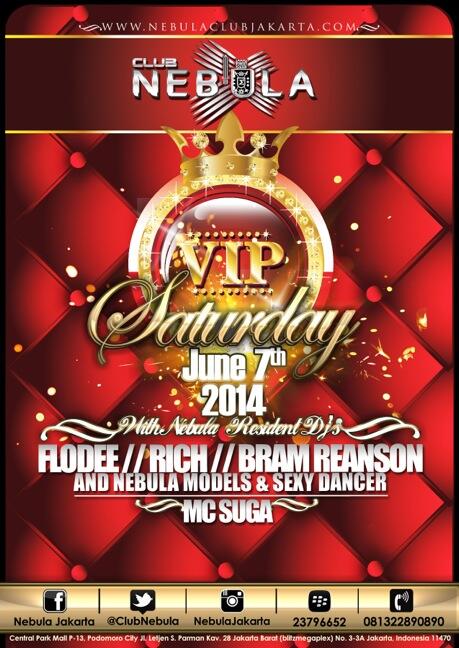 RT <a href="/CLubNebuLa/">nebulaclub</a>: VIP SATURDAY
7th JUNE
<a href="/rudyflodee/">rudyflodee</a> <a href="/DJ_Rich_/">Erich Doank 'RicH'</a> <a href="/BRAMREANSON/">BRAM REANSON</a>  <a href="/suga_dsf/">suga dsf</a> <a href="/CLubNebuLa/">nebulaclub</a> 
RSVP 081322890890