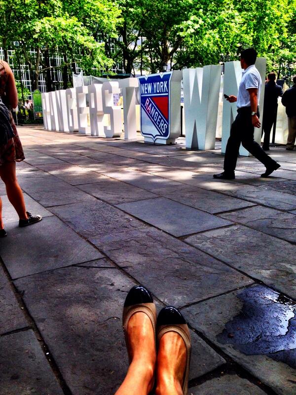 We have the perfect #flats to cheer the @NYRangers in #StanleyCupFinal #StanleyCup #flatsareback #shoefie #bryantpark