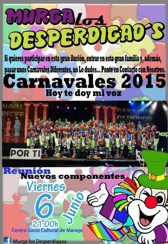 desperdigaos's tweet photo. Si te gusta el carnaval y lo quieres vivir desde dentro,no te lo pienses mas,esta es tu murga! Nos vemos el Viernes! http://t.co/l85GdHYTSU