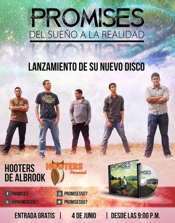 Musica_507's tweet photo. Esta noche la banda @Promises507 hará el lanzamiento de su nuevo disco en Hooters de Albrook, llega desde las 9 pm http://t.co/0WqE1rnuwY