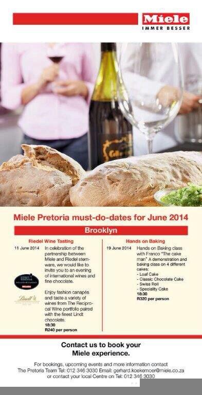 MielePro_Za's tweet photo. Miele events this June http://t.co/gEGAkJ0MxN