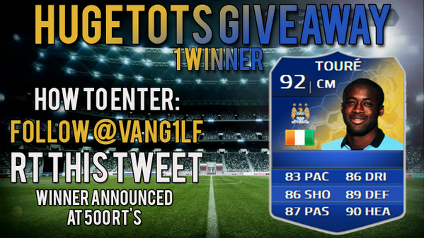 VANG1LF's tweet photo. Here we go then! TEAM OF THE F*CKING SEASON YAYA TOURE GIVEAWAY! #xboxonly #tots #giveaway RT AND FOLLOW TO ENTER http://t.co/BYtYhvzO0X