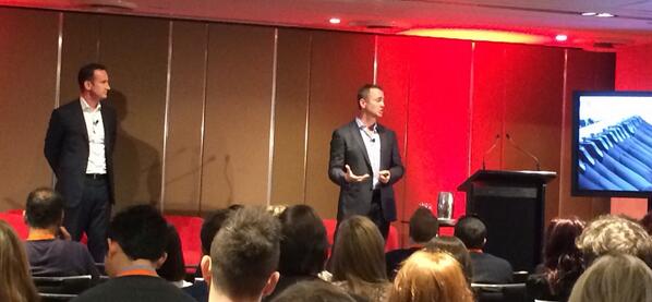 Tim_Wilkes's tweet photo. @Tim_Wilkes: #m360 #SAPCloud Ray Kloss and Aden Forest enchanting the audience with stories from the real world. http://t.co/MnnFHPBfet