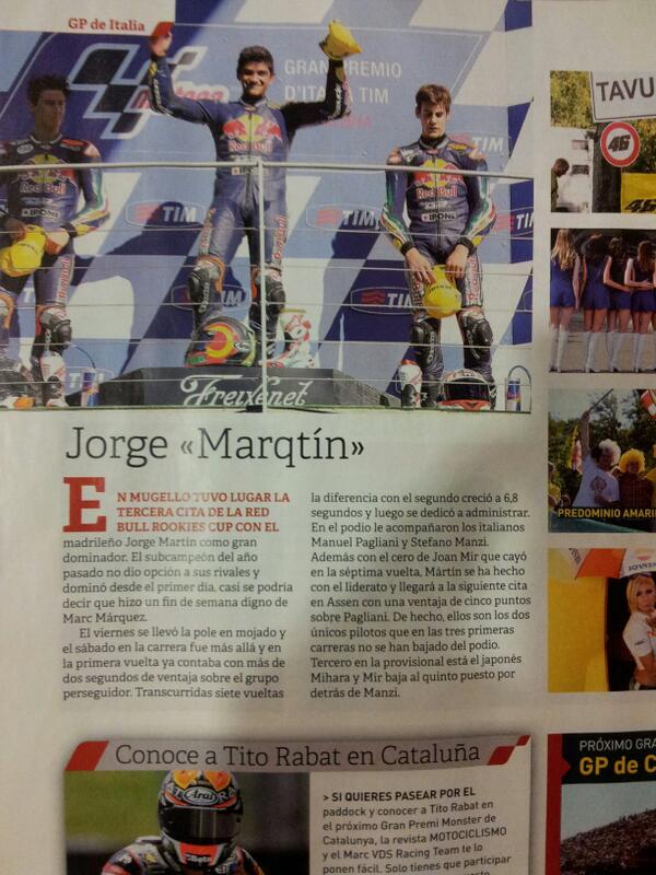 88jorgemartin's tweet photo. Gracias a @motociclismo_es @MOTOCI_Maroto por dar la info de nuestra carrera #mugello @RB_Rookies_Cup http://t.co/gQiMJ391mn
