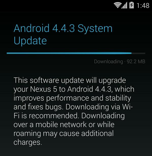 drfaateh's tweet image. Just got an OTA Android 4.4.3 update for my #Nexus5 #Android443KitKat
