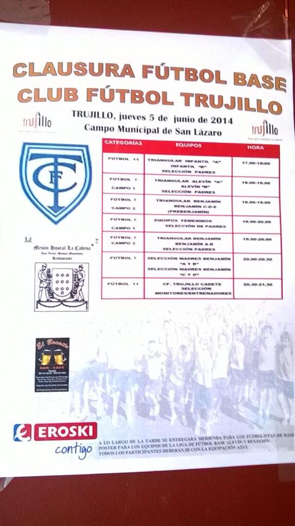 La directiva del cf.trujillo Os espera ha todos los componentes de las escuelas : alumnos, padres , amigos ....!