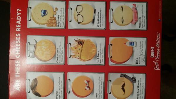 Erinautiger's tweet image. Thank u @cheezit for making me laugh. White Cheddar &amp;amp; Mozzerella are my favs (and super immature). #cheesehumor