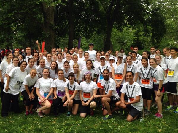 All of us brides and grooms ready to run the #CorporateChallenge!