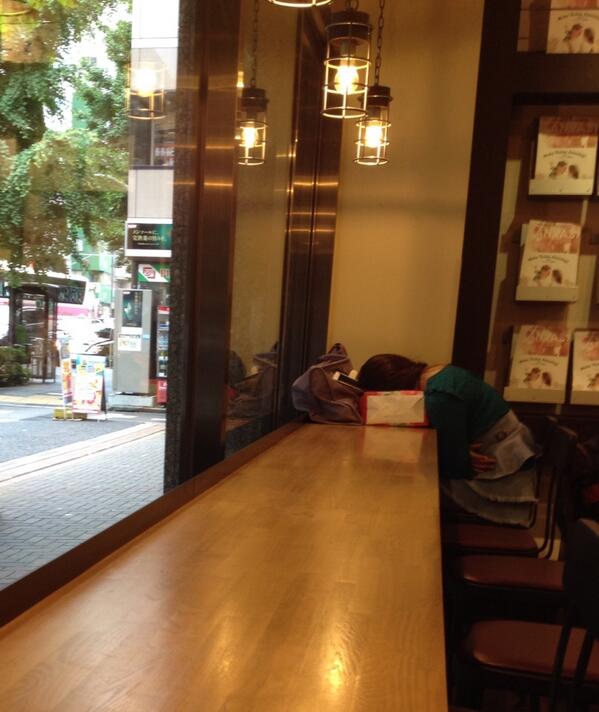 itssarahwb's tweet image. Starbucks: Just another napping place in Japan #culturaldifference