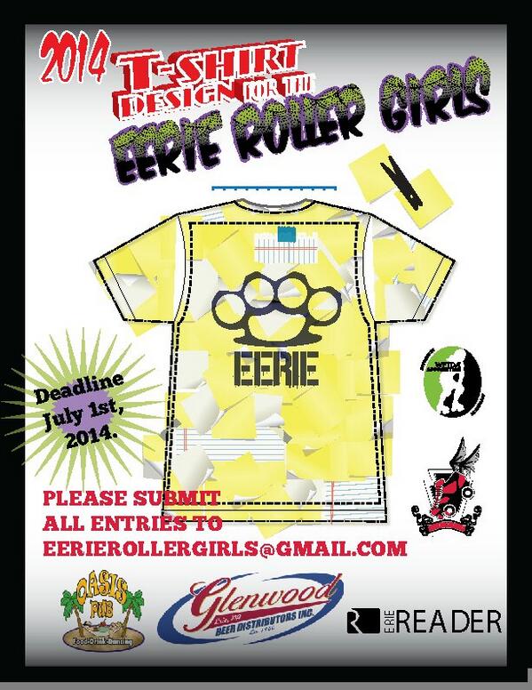 Erierollerderby's tweet photo. ERG wants you to design our next tshirt. Check out out fb page for all the details. #contest #rollerderby #freestuff http://t.co/MsbOhg9OoL