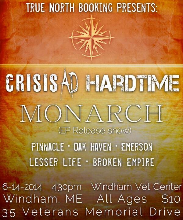 pinnaclemass's tweet photo. If you're around Windham, ME come support our bromeos, Monarch's CD release on June 14th with a bunch of sweet bands! http://t.co/Wb3AJ2zwyg