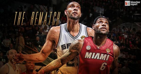 BleacherReport's tweet photo. VIDEO: Get hyped for the Spurs-Heat NBA Finals rematch with this tape http://t.co/h32JyVHOJn http://t.co/41LB6555Yl