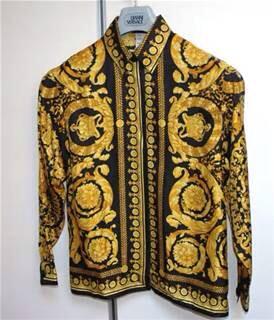 versace silk button up