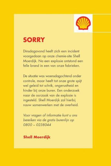 Shell_Nederland's tweet image. Met deze advertentie bieden we excuses aan voor onrust en zorg die bij omwonenden is ontstaan #ShellMoerdijk