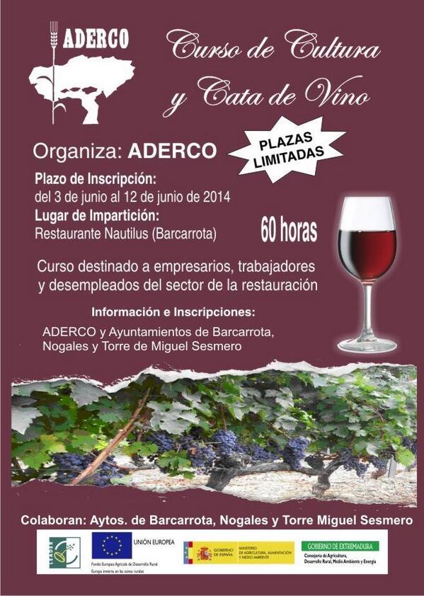 Curso de Cultura y Cata de Vino en Barcarrota. Ampliaremos información el lunes: radiobarcarrota.blogspot.com.es/2014/06/curso-…