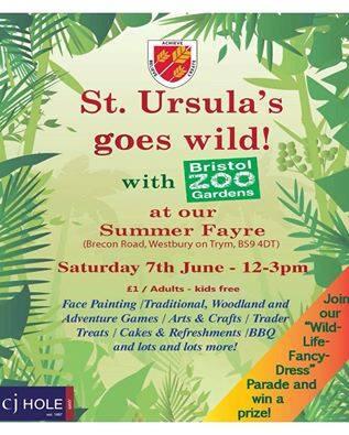 St Ursulas Summer Fayre this Saturday, 7th June with Bristol Zoo Gardens. £1 Adults, Kids FREE! @BristolZooGdns