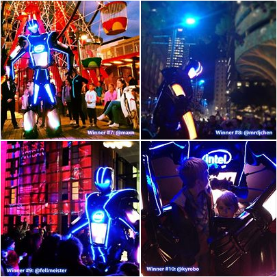 IntelANZ's tweet photo. Keep an eye out for the #IntelRobot roaming around @VividSydney like these lucky winners have done! http://t.co/yGeJ7zHA4D