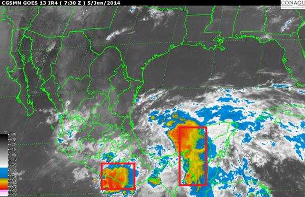 conagua_clima's tweet photo. Continúa potencial de lluvias fuertes con actividad eléctrica en los estados de Oax, Gro, Chis, Tab y P de Yucatán http://t.co/Bbn8k3ietc