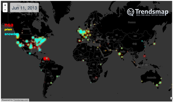 Trendsmap's tweet photo. 1 year on: An analysis of 10 million tweets about Edward Snowden http://t.co/Vy7WyCHU2C http://t.co/53g8SQoT76