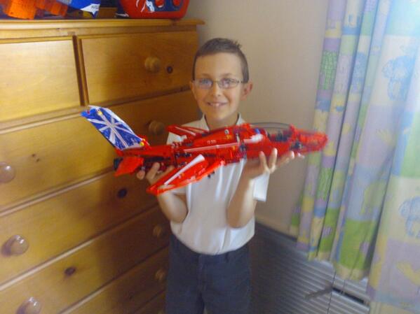 Lewis is proud to have modified his <a href="/LEGO_Group/">LEGO</a> Red Jet Plane to look like the 50th anniversary  @RAFRed10
