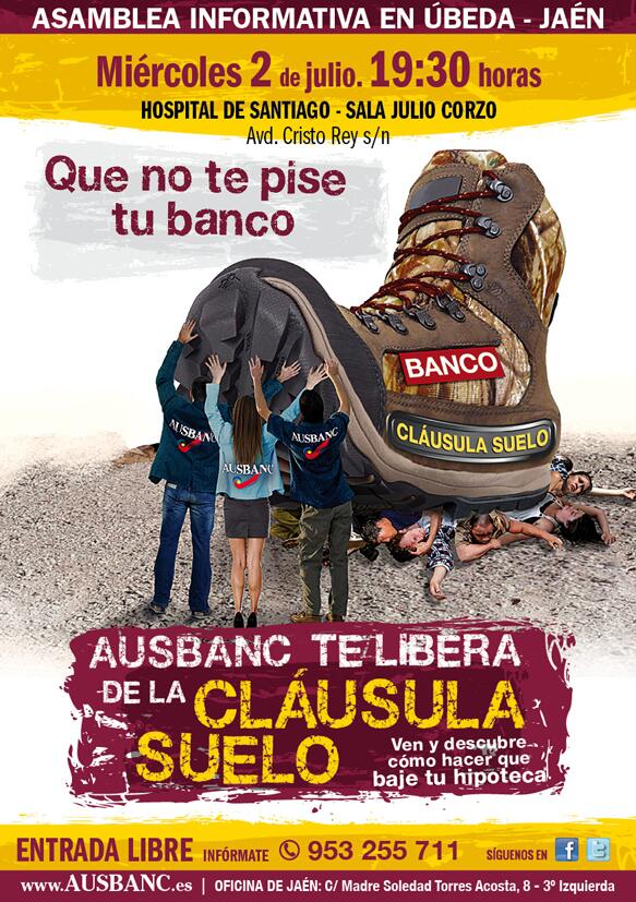 <a href="/ubeda_twitt/">Comunidad de Úbeda</a> Reunión informativa sobre MALAS PRÁCTICAS BANCARIAS el próximo día 2 de julio #LuchaPorTuDinero