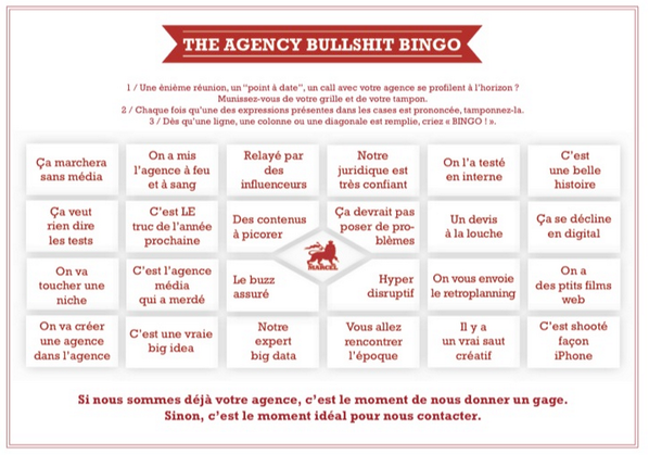 MarcelAgency's tweet photo. Vous partez en réunion ? N'oubliez pas l'AGENCY BULLSHIT BINGO. http://t.co/hOpVvdFhDL