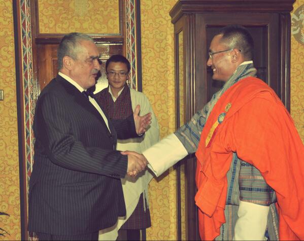 PMOBhutan's tweet photo. PM meets Mr. Karl Schwarzenberg, Chairman of the Committee of Foreign Affairs, Czech Republic and delegation http://t.co/Y9Vhf770dn
