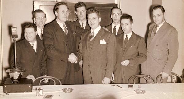 #tbt Congressman Fred Schwengel (Iowa) in the early 1940s shows him (3rd from left) with the Jaycees, an organ...