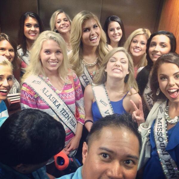 Elevator selfie with #MissTeenUSA 2014 contestants :-)