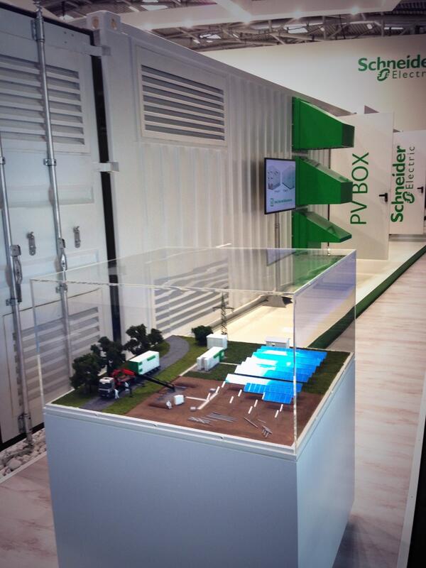 SolarBoy__'s tweet image. Most innovative solar solution award goes to Schneider Electric. Their PV Box is awesome. #intersolar #solar